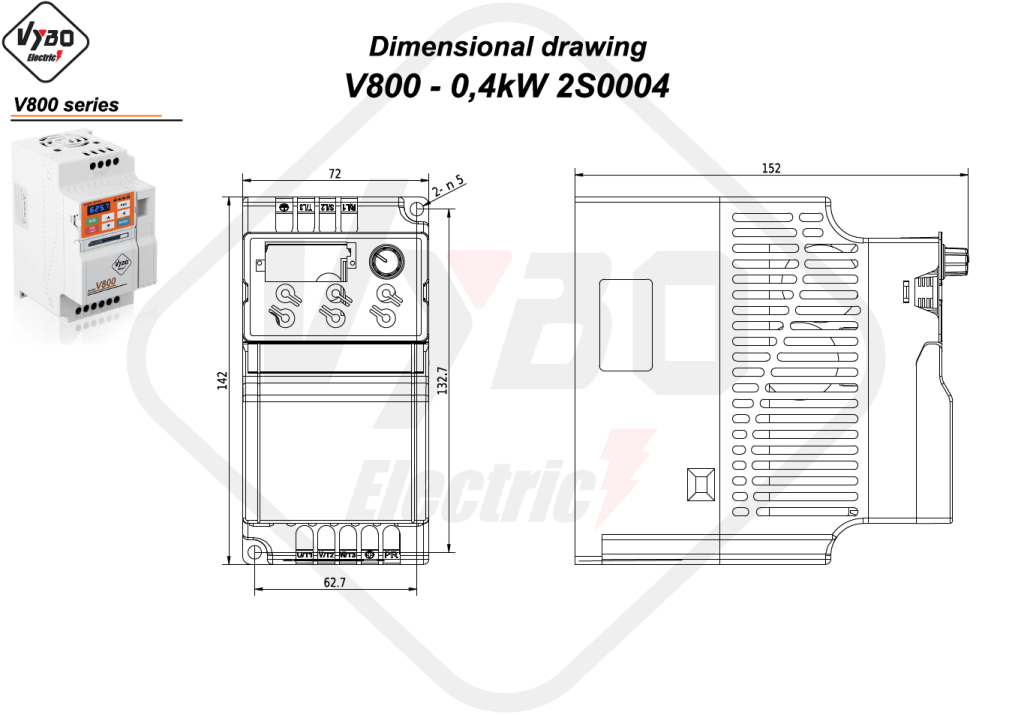 Dimensional drawing V800 2S0004