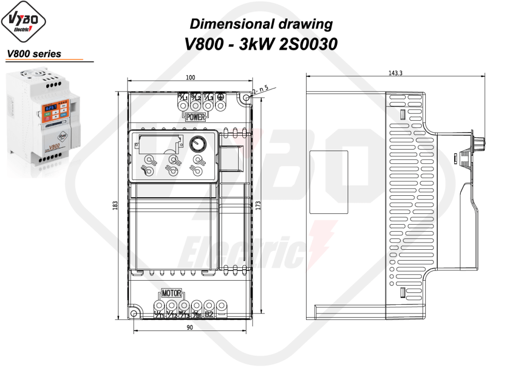 Dimensional drawing V800 2S0030