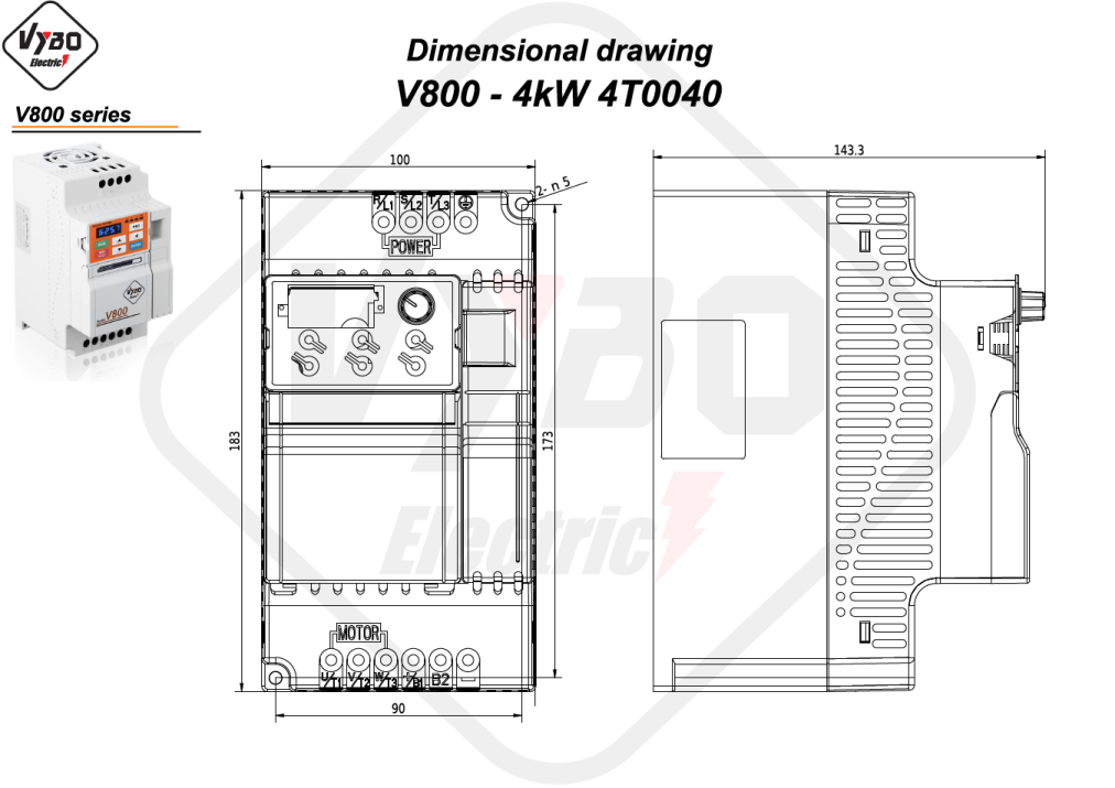 Dimensional drawing V800 4T0040