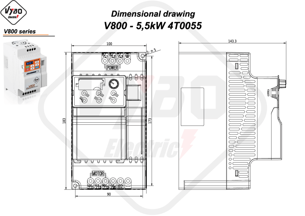 Dimensional drawing V800 4T0055