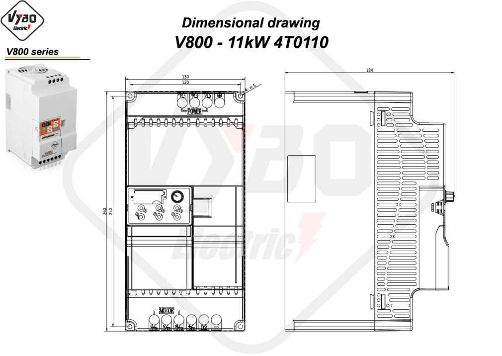 Dimensional drawing V800 4T0110