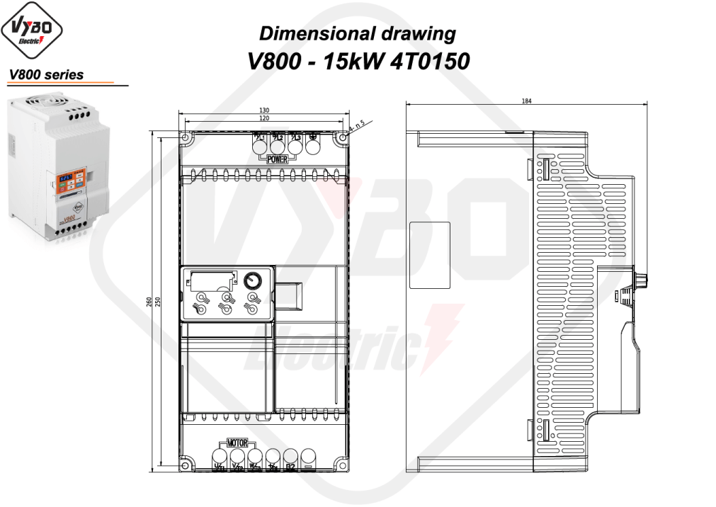Dimensional drawing V800 4T0150