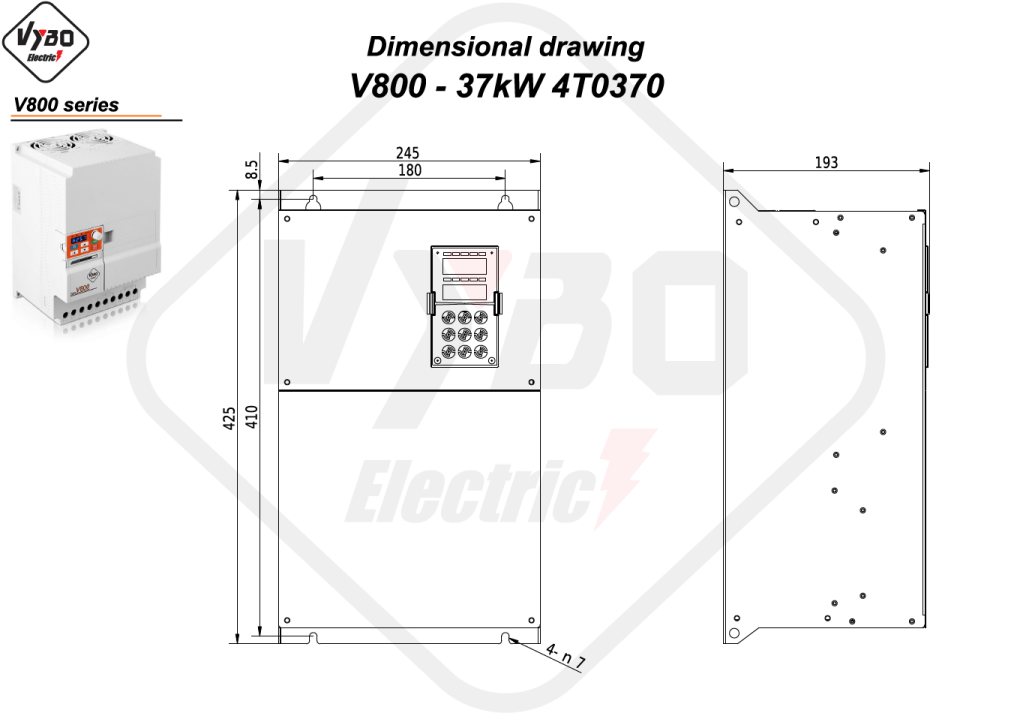 Dimensional drawing V800 4T0370