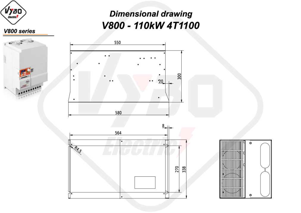 Dimensional drawing V800 4T1100
